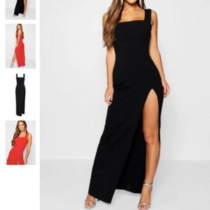 Petite Square Neck Split Maxi Dress